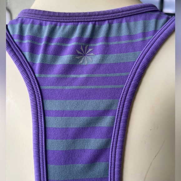Athleta Gray Purple Striped Seamless Racerback Bra Tank Top - Picture 3 of 6